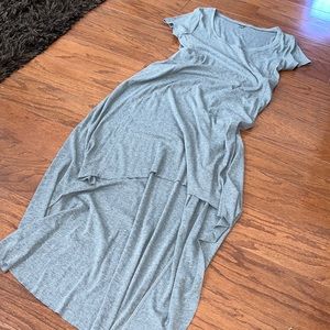 gray ribbed maxi/high low dress
